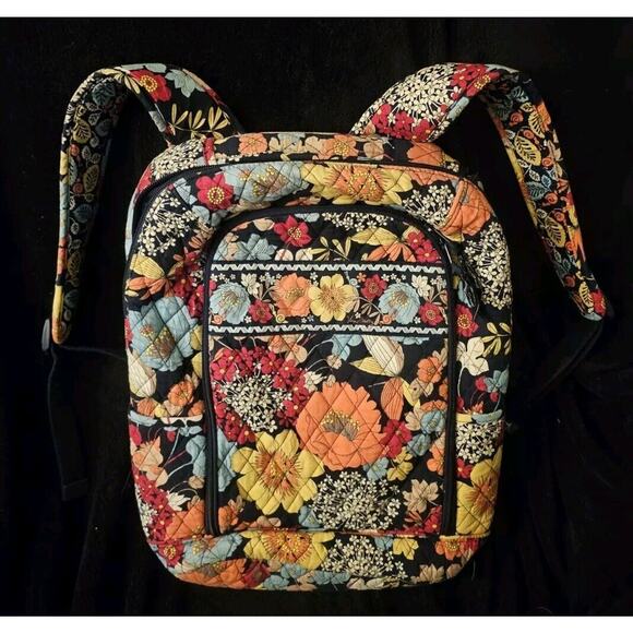 Large Quilted Vera Bradley Laptop Backpack--- Colorful Happy Snails Flor… main image 11